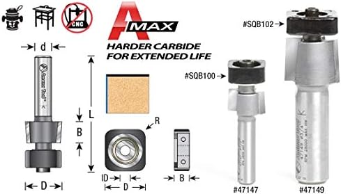 Amana Tool 47147 Laminate Trimmer with Euro TM Square Bearing 1/2 Dia x 19/64 Cut Height x 1/4 Inch Shank Carbide Tipped Router Bit - Image 3