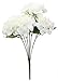Duovlo Artificial Silk Hydrangea Flower with 6 Heads Flower Bunch Bouquet Home Wedding Garden Floral Decor (White)