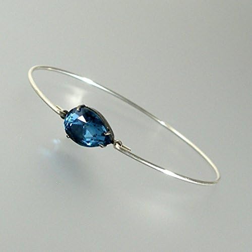 Blue Glass Bangle Bracelet - ss
