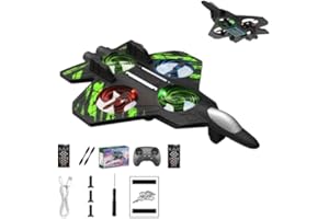 RC Jet, Foam Remote Control Fighter Jet Airplane with 360° Flips & LED Lights, 2.4GHz Easy-Fly RC Stunt Plane Toy, Durable Dr