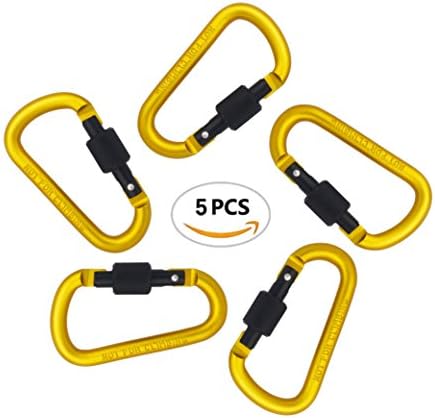 D Shape Buckle Shape, Beautiful Aluminum Carabiner, Assorted Colors for home, sports, Hiking, Fishing, Hiking, Traveling, 5 pieces for one package, by Topshome (5 pcs. of Red), by Topshome โฆ