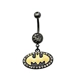 DC Comics Batman Logo Gold Bat Logo Belly Button Ring