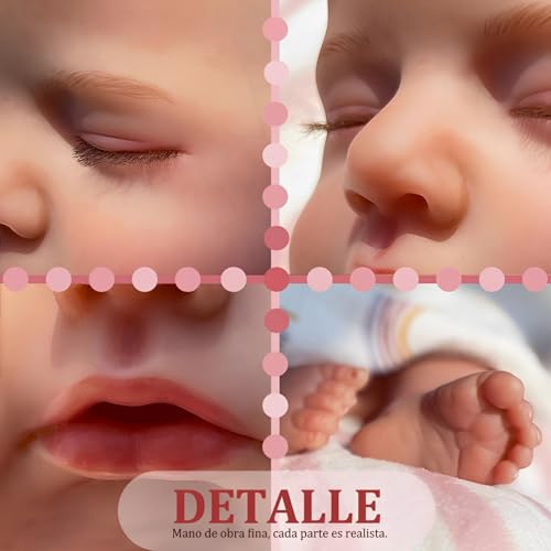 KFBGKKF Bebe de Silicona, Juguete Realista de 55 cm, Regalos de Juguete Suaves y Realistas, Muñeca Niña Reborn Cuerpo Completo De Silicona, para Niños a Partir de 3 Años (Ojos Cerrados)