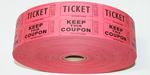 THE TICKET GURUS-Double Raffle Ticket Roll : roll of 2000- (Red)