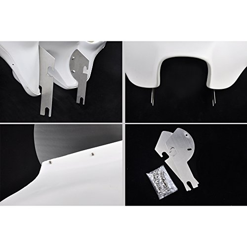 Wotefusi Motorcycle Detachable Batwing Front Head Fairing Bodywork 6x9 White Windscreen Windshield For Harley Davidson Road King 1994-1999 2000-2007 2009-2013 Unfit Police Version
