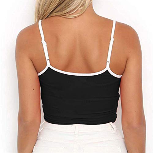 Fashion Womens Sexy Print Tank Top Vest Off Shoulder Halter Blouse T-Shirt Black - Thumbnail 3
