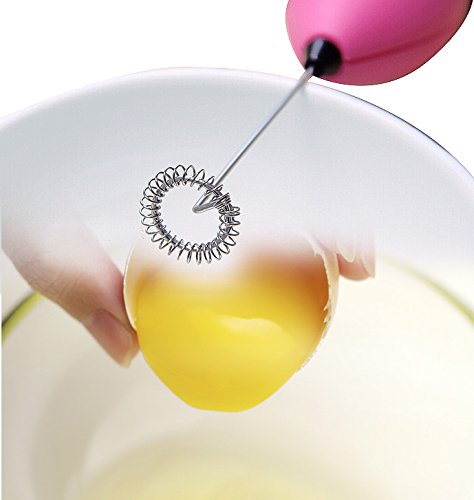 Vinmax Handheld Electric Coffee Mixer, Egg Beater Blender ABS Plastic Handle Stainless Steel Stem and Whisking Head, Pink