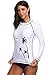 CharmLeaks Woman Long Sleeve Rash Guard Swimwear SPF Clothing Surfing Swim Shirt White M
