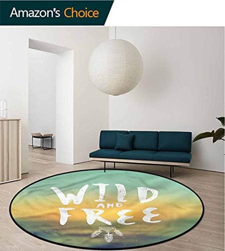RUGSMAT Vintage Traditional Round Area Rug Design,Wild Free Native American Non-Slip Soft Floor Mat Home Decor Round-63
