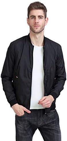YIDI Men's Casual Classic Slim Bike Motorcycle Coat Outwear Long Sleeve waterproof Bomber Jacket (US XL, Black)