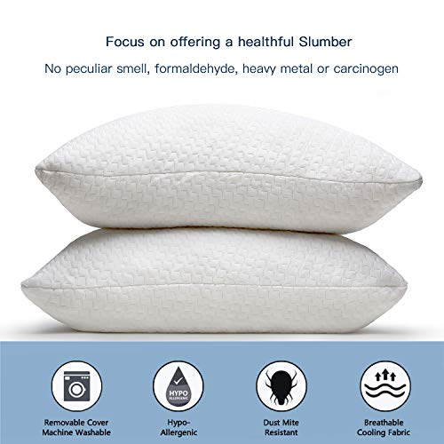 Fond Dream Hypoallergenic Memory Foam Bed Pillow Bamboo Queen Size Ivory Adjustable Loft Shredded Pillow for Home,Hotel Sleeping CertiPUR-US Certified (Single) - 28\'\'x 20\'\'