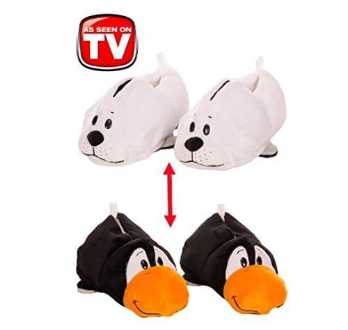 FlipaZoo 2-in-1 Seal to Penguin Plush Slippers by Jay at Play (Small)