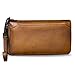 IVTG Genuine Leather Wallet for Women Dual Use Zip Long Purse Vintage Handmade Clutch Cowhide Card Holder Organizer (Brown)