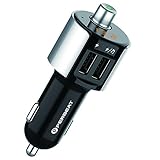 Perbeat Bluetooth FM transmitter Wireless Receiver Radio Adapter Car Kit with 3.4A Dual USB Car Charger Music Controls & Hands-Free Calling C27 Black Gray