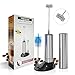 Daugee Milk Frother Handheld Battery Operated Electric Travel Coffee Frother Foam Maker Drink Mixer Blender for Cappuccino Latte with Stainless Steel Whisk, Clean Brush, Storage Tube and Stand, Silver