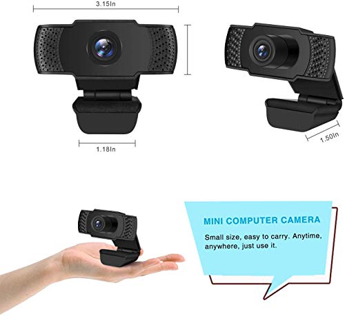 Webcam with Microphone, 1080P HD Webcam Streaming Computer Web Camera for Online Teaching/Business Meeting, Plug and Play Face Camera with Auto Focus for PC Desktop Laptop