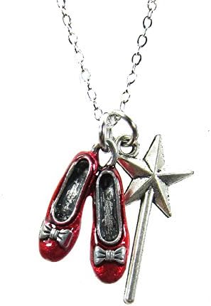 Ruby Slipper Necklace - Wizard of Oz with Magic Wand