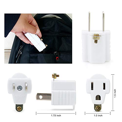 SYCON 3Prong to 2Prong Grounding Converter Adapter Plug for Wall