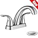 Single-Handle High-Arc Stainless Steel Faucet For Pre-Kitchen Sink/Bar Sink/Bathroom Sink By Phiestina, With 4 Inch Deck Plate And Supply Hoses, Mattet Black, WE08E-MB