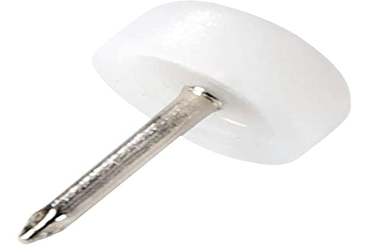 Adsamm® / 100 x Glides in plastic with nail | Ø 0,51'' (Ø 13 mm) | white | round | Premium quality furniture sliders with nail by Adsamm®