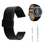 Gear S2 Classic Watch Band (Sm-r732 Version), CIKIShield-black Mesh Watch Strap Bracelet+Screen Protector for Samsung Galaxy Gear S2 Classic Sm-r732 Smart Watch(B-metal)