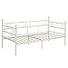 GreenForest Daybed Twin Bed Frame with Headboard and Stable Steel Slats Mattress Platform Base Boxspring Replacement Easy Assembly for Living Room Guest Room(Light Beige White)