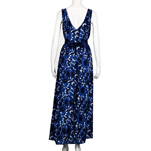 Orangeskycn Women Floral Long Formal Prom Dress Evening Party Wedding Dress (S, Blue)