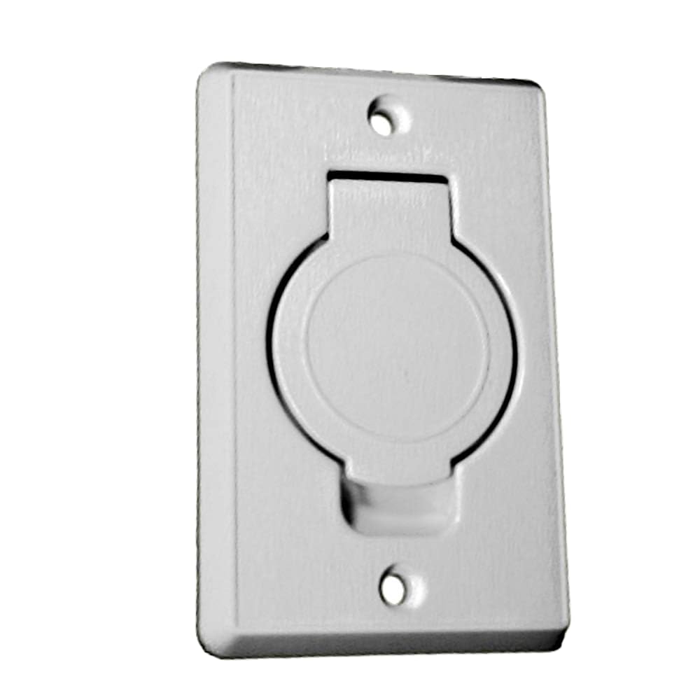 Plastiflex Rectangular suction socket with round lid, colour: white, central vacuum socket, 78 x 123 mm, 2 contact pins, opening 36-38 mm