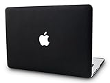 KEC MacBook Pro Retina 13 Inch Leather Case Cover Folio Italian Pebble Leather A1502 / A1425 (Black Leather)