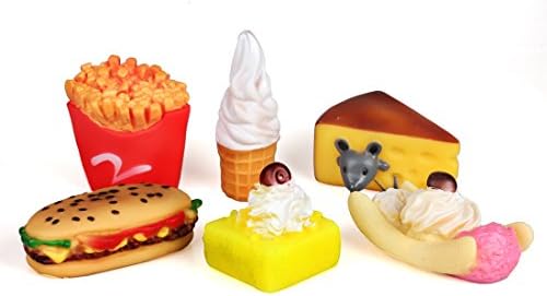 6 Pack - Pet Dog McDonald's Fries Hamburg Toy Funny Squeaky Sound Chew Dog Toys Ice cream Shape Stimulate Appetite Pet Products