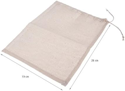 100% Natural Hemp Drawstring Food Herbs Nut Milk Broth Strainer Bag 7.5" X 10.2" Medium Size