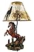 Brown Stallion Horse Table Lamp W/Nature Print Shade