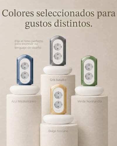 Regleta Torre 6 Tomas AC, 3680W/16A, Protector sobretensiones 1420J, Base con Peso 479 g Anti-vuelco, Cable 2 m, protección sobrecarga (Gris Basalto)
