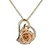 ZJchao 24K Women White Gold Rose Pendant Necklace Gift for Her Plated Rhinestone Heart Shaped Present for Christmas, Valentine's Day, Great Anniversary, Mother's Day, Birthday