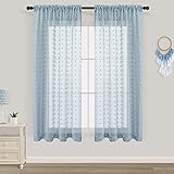 Guken Light Blue Curtains 63 Inch Length 2 Panels