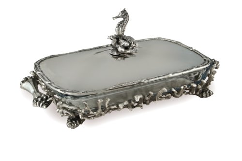 Click Here to See More Images Star Home Coquilles Seahorse and Coral Covered Rectangle Baker