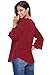 Happy Sailed Women Flare Sleeve Lace Splice Loose Trim Casual Blouse T-shirt Tops, Large Red
