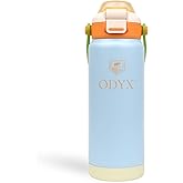 ODYX Vapor Bottle – 24oz Insulated Stainless Steel Water Bottle with Dual Flip Lid, Straw & Spout, Leakproof, BPA-Free, Travel Tumbler with Handle, for Kids, Teens, or Adults (Tropical Lagoon)