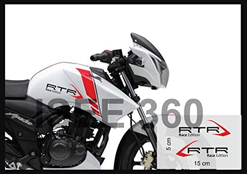 ISEE 360® Tvs Apache RTR Race Edition 160 180 4v Sticker Kit and Graphics Original Exterior Accessories Vinyl Decal Bike Stickers L x H 15 x 5 cms (Red, Black)