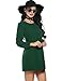 ACEVOG Fall Dress, Women's A-Line Casual Plain Long Sleeve Shift Dress (Large, Dark Green)