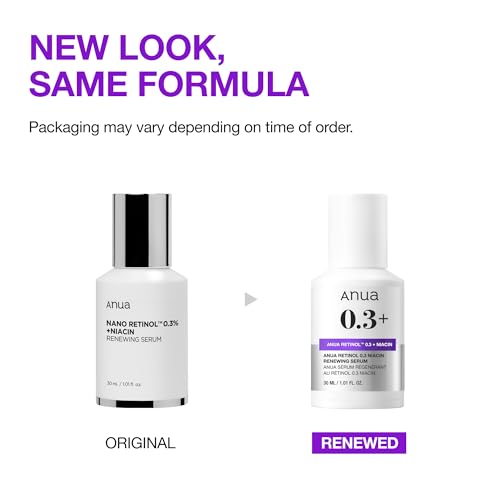 ANUA Retinol 0.3 Niacin Renewing Serum, For Anti-Aging with Hydration, Textured & Glass skin, 5% Niacinamide, Retinol For Face, Gentle for Beginner, Korean Skin Care, 30ml /1.01 fl.oz.