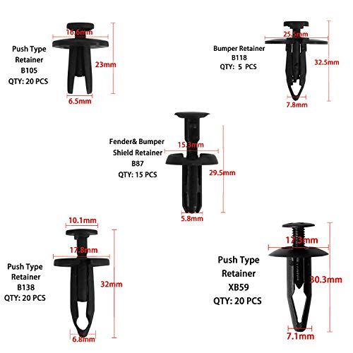 Auto Clips Car Body Retainer Assortment Clips Set Tailgate Handle Rod