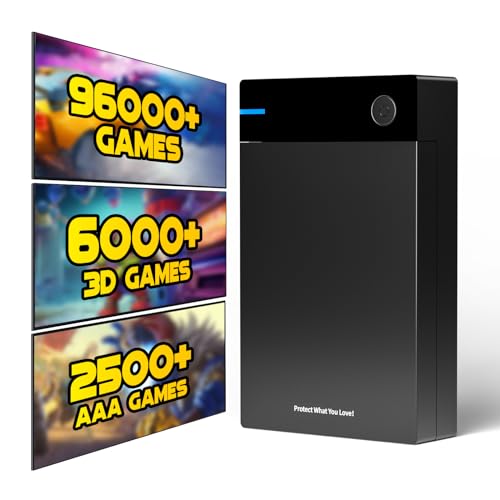 Kinhank 12TB HDD Retro Gaming Hard Drive with 96000+ Classic Games, Include 6000+ 3D Games, USB 3.0, 12tb External Portable Game Hard Drive Disk for Win 7/8/10/11
