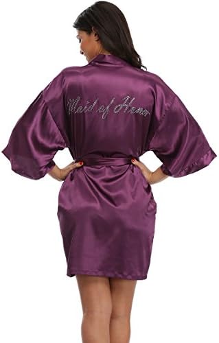 The Bund Women's Short Bride Bridesmaid Kimono Robes for Wedding Party
