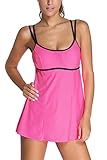 Dokotoo Womens Solid Double Strap One Piece Swimsuit Cover Ups Swimdress (FBA)