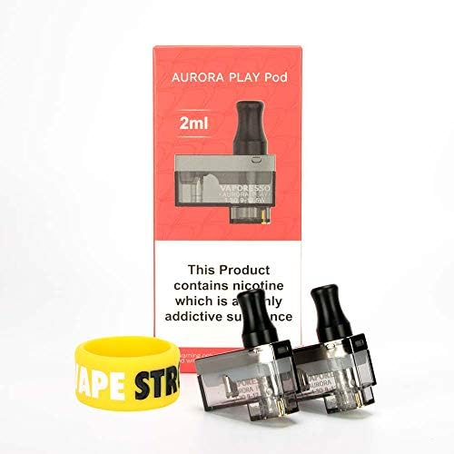 VAPORESSO Aurora Play Replacement Pods/Cartridges - Pack of 2 Pods Bundle & VAPESTRONG Vape Band Bundle