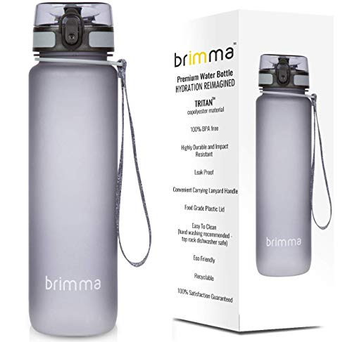 Brimma Premium Sports Water Bottle with Leak Proof Flip Top Lid - Eco Friendly & BPA Free Tritan Plastic - Must Have for The Gym, Yoga, Running, Outdoors, Cycling, and Camping - Thumbnail 7