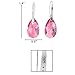 EleQueen 925 Sterling Silver CZ Teardrop Shepherd Hook Dangle Earrings Pink Made with Austrian Crystal for Women, Valentine's Day/Mother's Day/Christmas Jewelry Gift