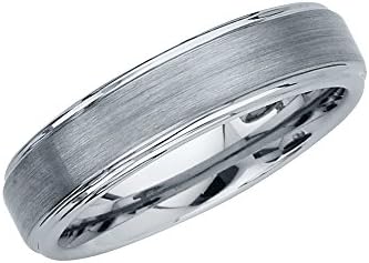 Ioka Jewelry - Tungsten Silver Brushed 6MM Engagement Wedding Ring Band - Unisex