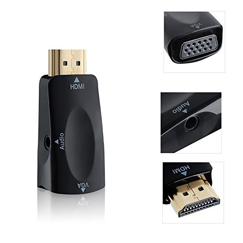 HDMI to VGA Converter Adapters, Gold-Plated HDMI to VGA Converter Adapter for PC, Laptop, DVD, Desktop and Other HDMI Input Devices - Black